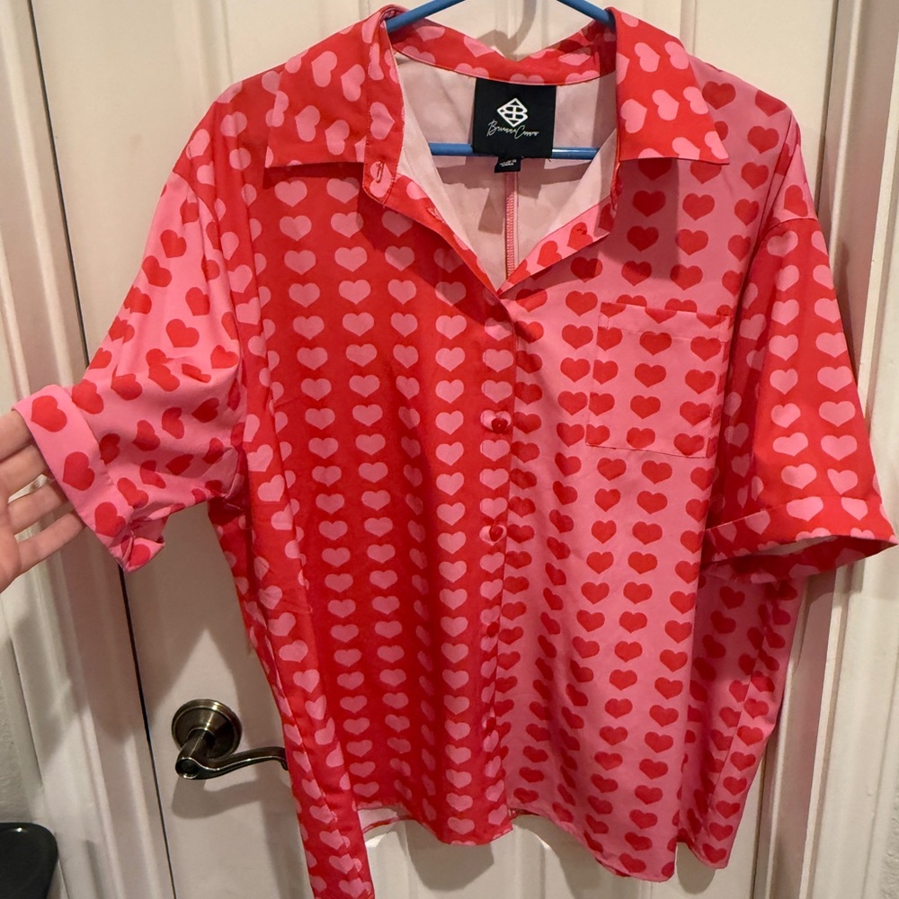 Heart Patterned Pink Blouse